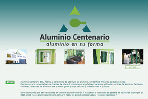 diseño de página web para Aluminio Centenario